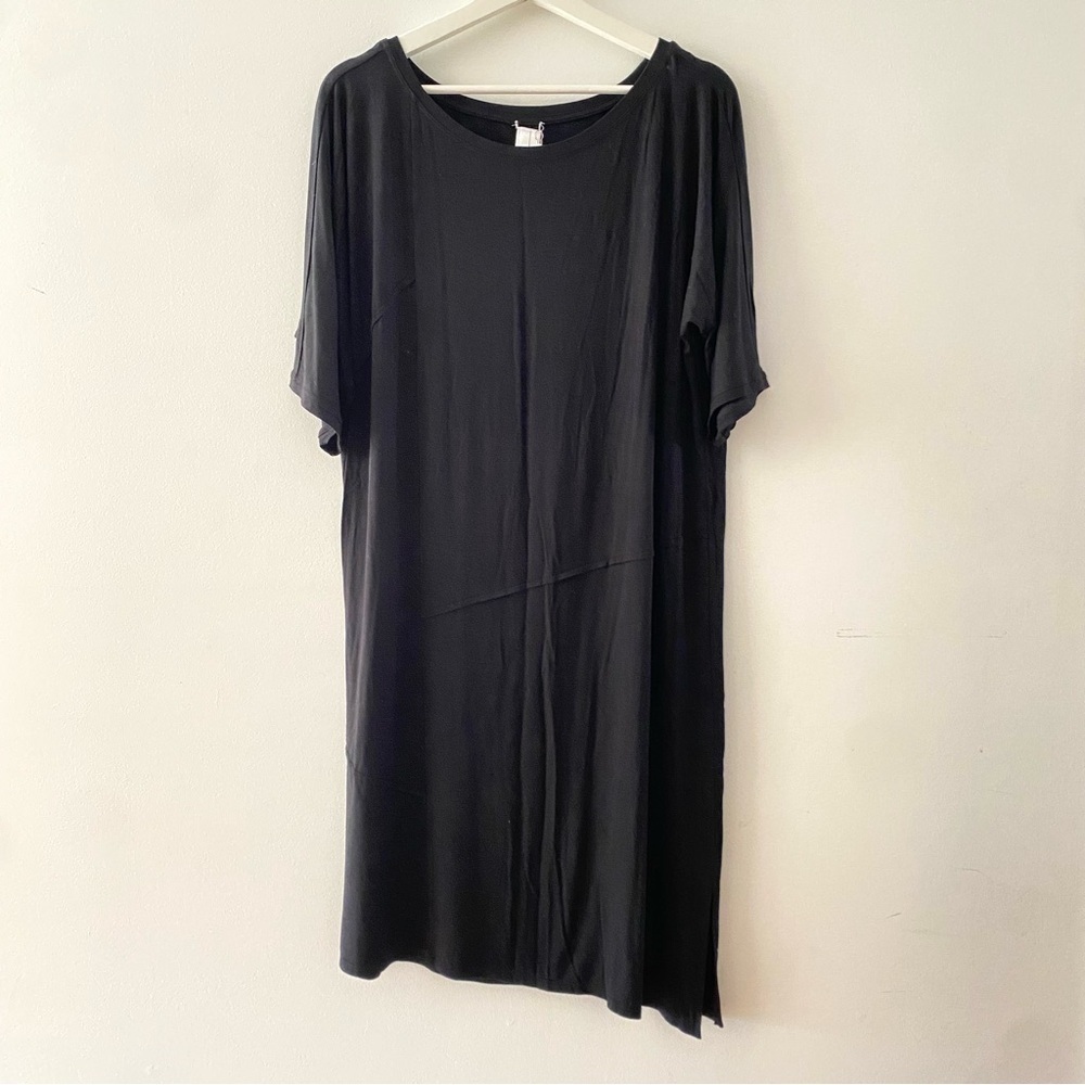 NEW Marla Wynne Layers Jersey Knit Panel Side Slit Asymmetrical Dress Large